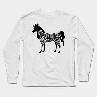 Unicorn - Fantasy Butcher Cuts of Meat - Black Long Sleeve T-Shirt